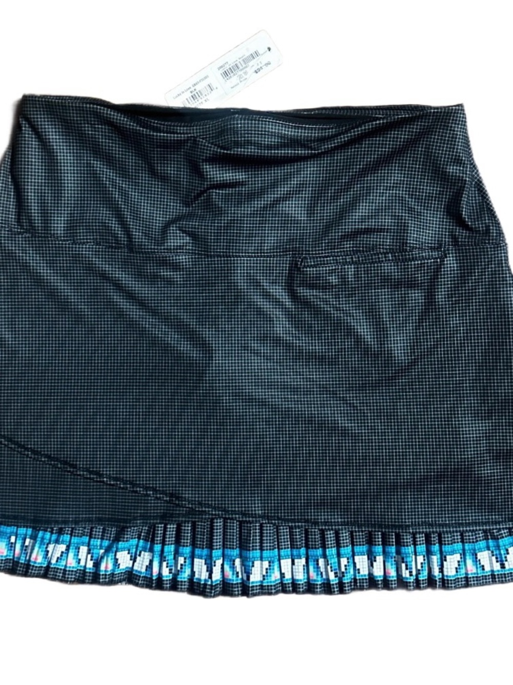 Lucky In Love ~ Women’s X-Large Black W/Blue Square Border Golf Skort Skirt ~New